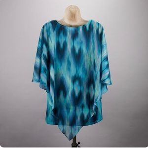 NWT, indigo soul, Multi-Colored Blue, Popover Overlay Tunic, Size Small (4-6)